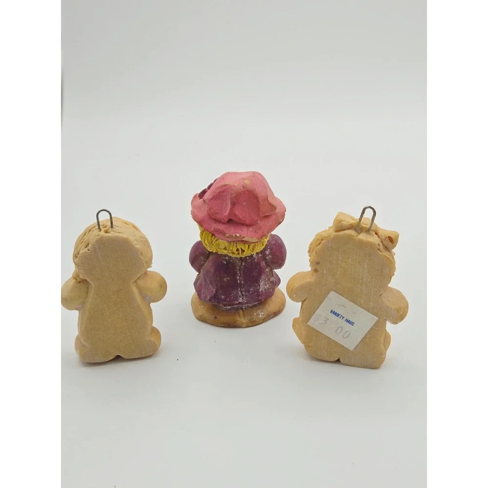 Vintage 1983 Clay Dough Figurines and Ornaments Set of 9 Folk Art Decor
